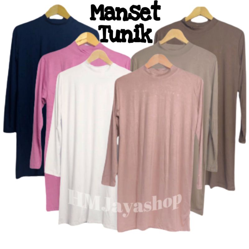 Manset Tunik Lengan Panjang Wanita Krah