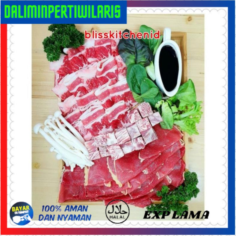 

( BISA COD ) JAPANESE YAKINIKU SET - Beef 750gr + Sauce 250gr for 3-4 pax TERBAIK [Kode 1|Kode