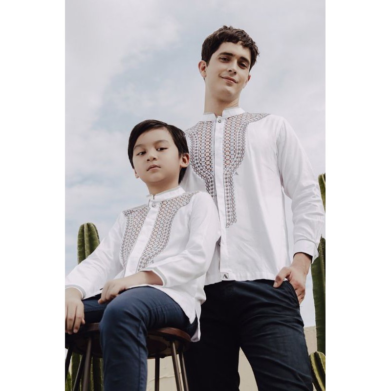 baju Koko anak AGATHA MADINAH GRAY KIDS bisa Couple ayah dan anak