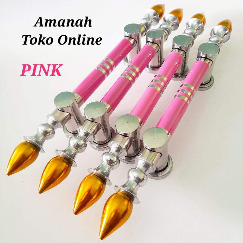 Fullset - Gagang Pintu Rumah stainless 1set kunci rumah pintu kupu tarung PINK 45CM