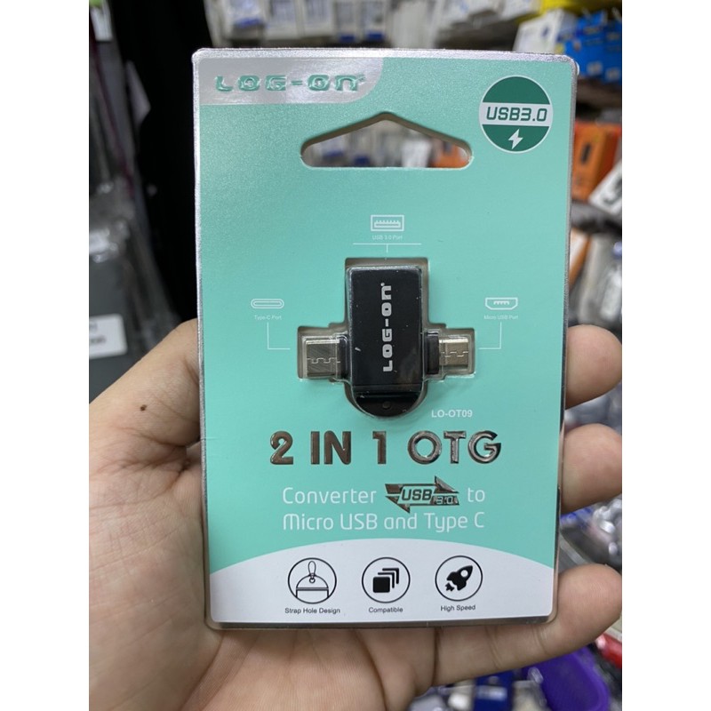 Otg LOG-ON 2IN1 LO-OT09 Converter Usb 3.0 To Micro and Type c LOG ON