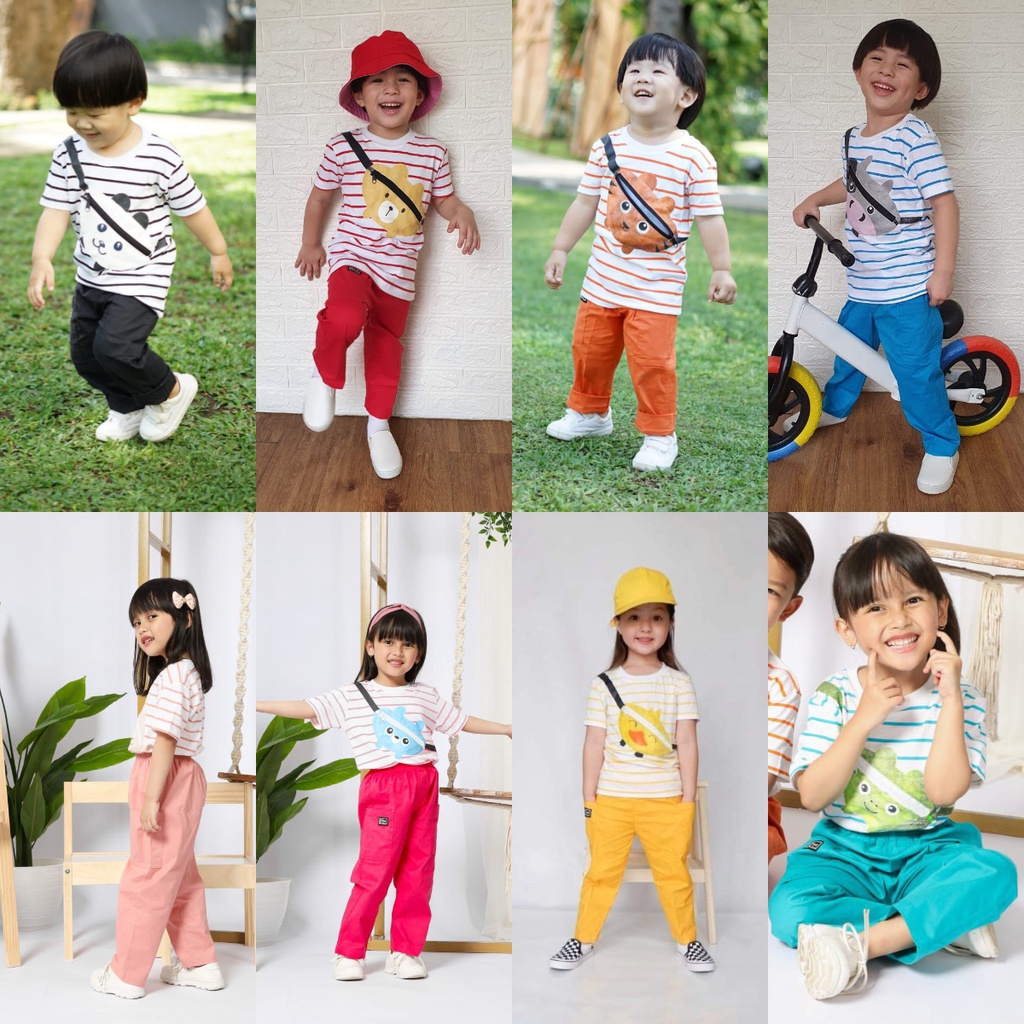RAF OUT OF THE BOX STYLE Setelan Look Like Sling Bag Baju Set Anak Laki-Laki Perempuan OOTB