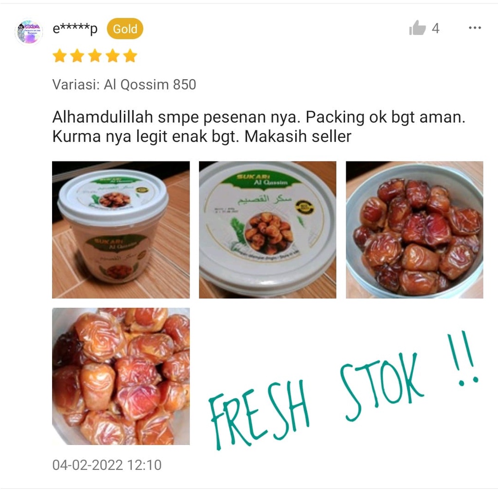 KURMA SUKARI EMBER 850 GRAM KURMA SUKARI AL QOSSIM