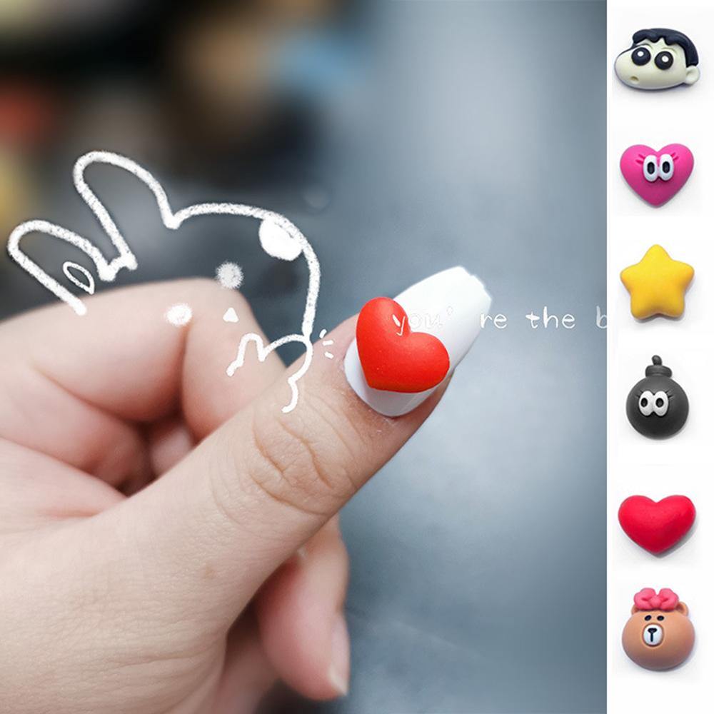 AUGUSTINA Agustina 3D Nail Art Dekorasi 5 Pcs DIY Crayon Shin-Chan Merah Hati Bintang Kuning Beruang Perhiasan Kuku