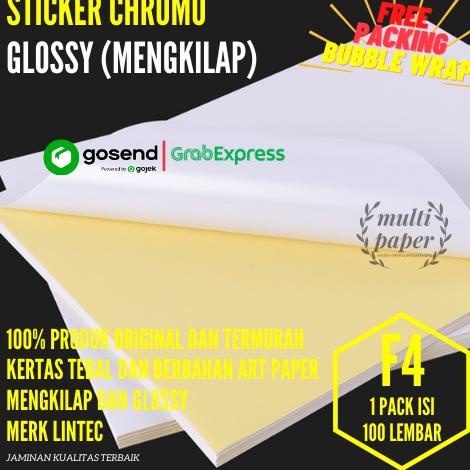 

JUAL Kertas Sticker Chromo Glossy F4 isi 100 lembar / Kertas Stiker Glossy