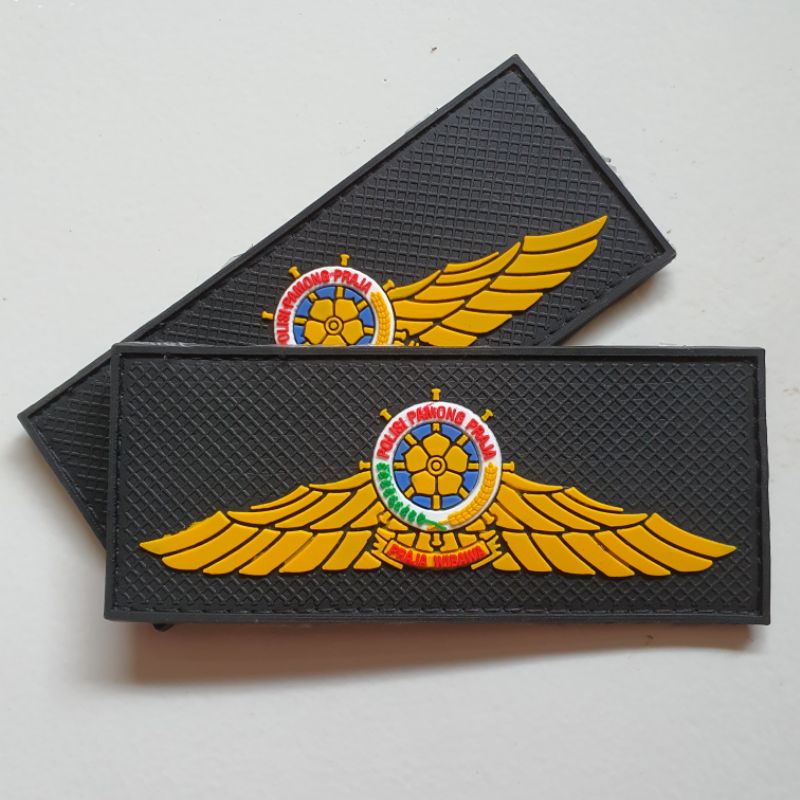 patch rubber logo pol pp wings panjang - rubber patch logo satpol pp - tempelan emblem karet