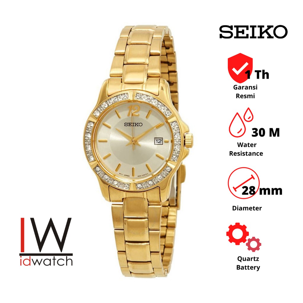 Seiko SUR714P1 Jam Tangan Wanita Original Ladies SUR714 Cewek Strap Rantai Stainless Steel