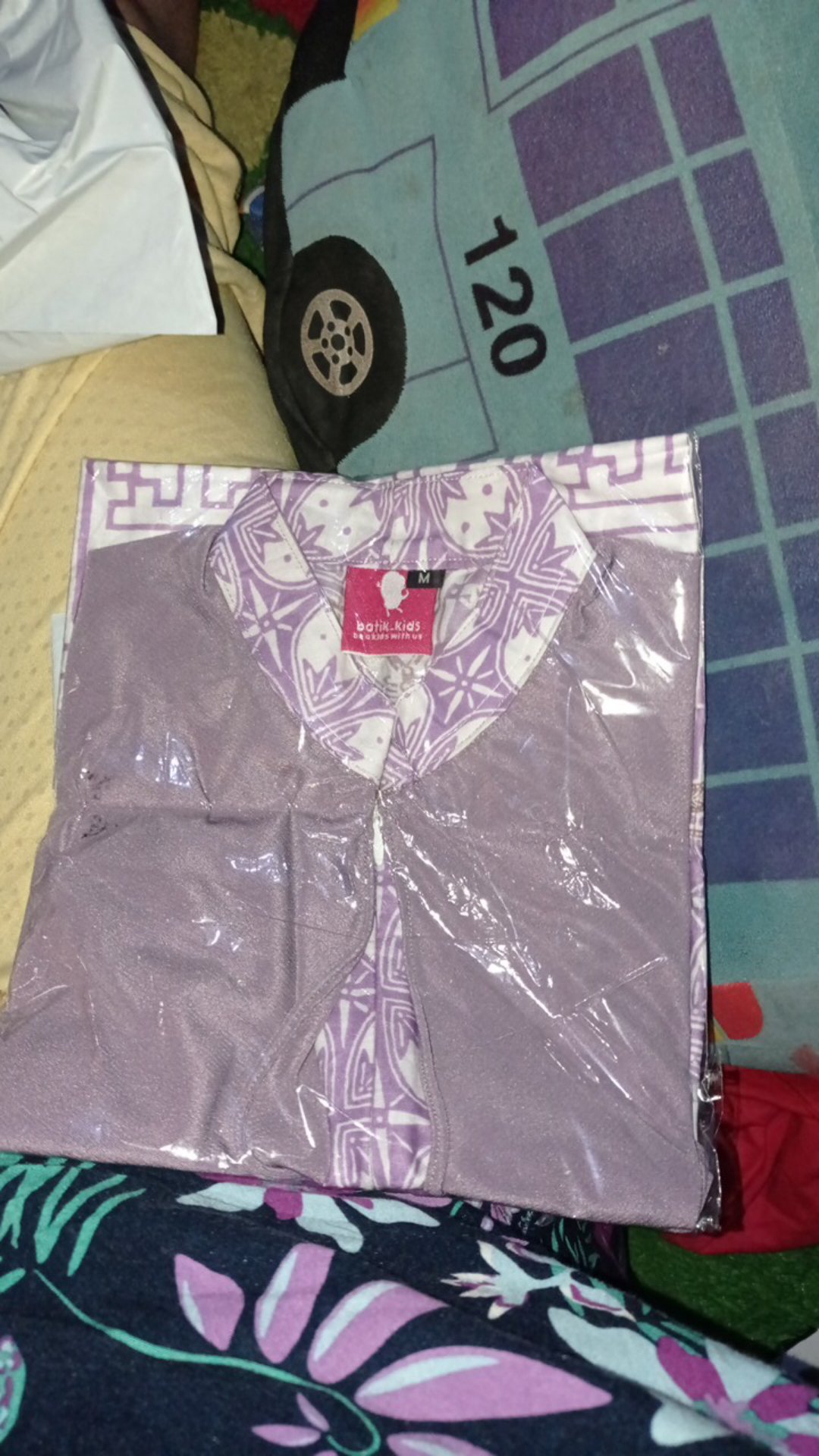 Couple Dress Kemeja Batik Ungu Soft Lilac Baju Batik Kakak Adik Unik Bagus Model Lucu Bahan Katun