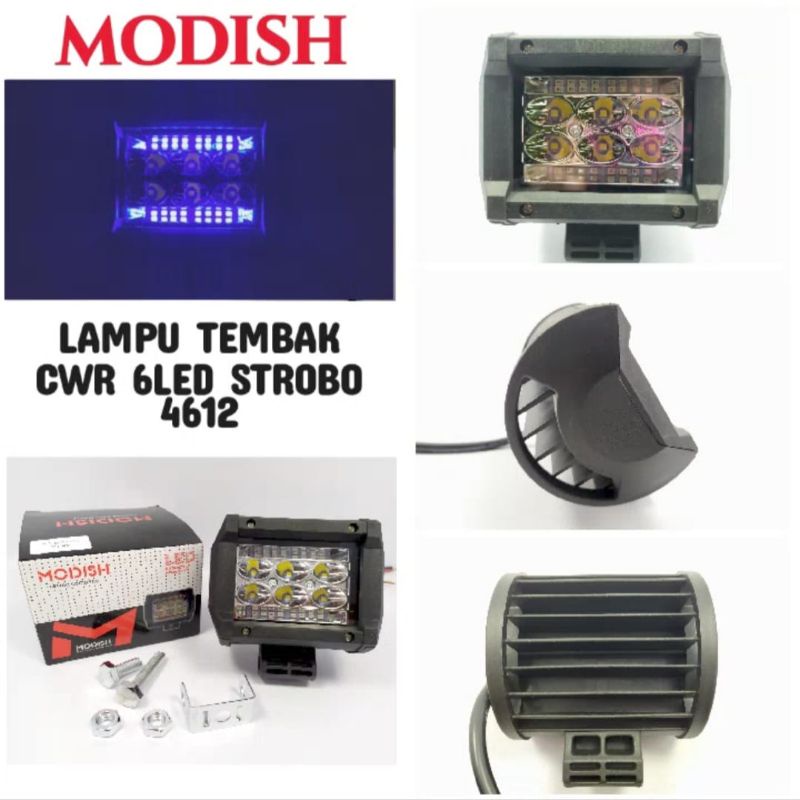 Terbaru Lampu tembak sorot cree 6 mata LED Stroboo atas bawah Motor