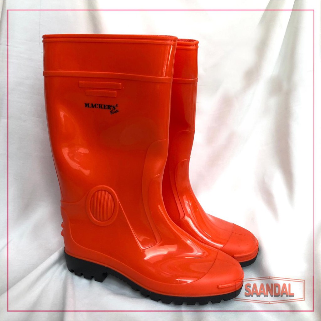 Sepatu Boot Safety Pertanian Perkebunan Lentur Kuning Orange Hitam Mackers Tinggi Anti Air (HARGA SATUAN)