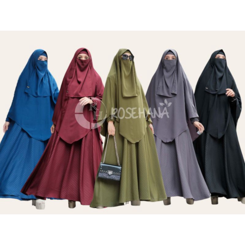 Gamis set Cadar - Gamis Syari Jumbo Sindoro Embos Original Rosehana Hijab