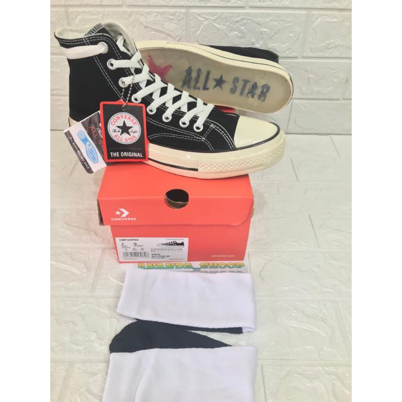 SEPATU SNEAKER CONVERSE ALLSTAR 70s HI BLAK WHITE SOL TRANSPARAN MADE IN VIETNAM