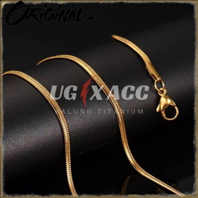 Kalung Titanium Pria Gold Emas Anti Karat Wanita Model Belut Pipih Kalung Monel Anti Karat Pria Wani