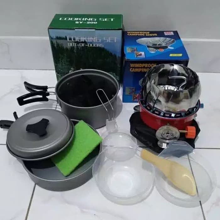 Kompor Portable Windproof &amp; Cooking set 3 Orang  DS-200 DS200 Anti Angin SY200 SY-200
