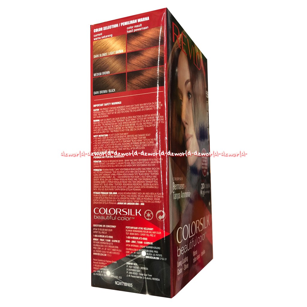 Revlon Colorsilk 55 Light Reddish Brown Cat Rambut Warna Coklat Terang Dengan Ekstrak apel Color Silk Pewarna Rambut Hair Color Revlon 55 Revlon55 Reflon