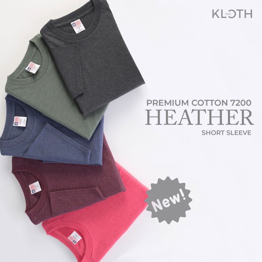 [PROMO] Kaos Polos Cotton Heather Premium 7200 Lengan Pendek