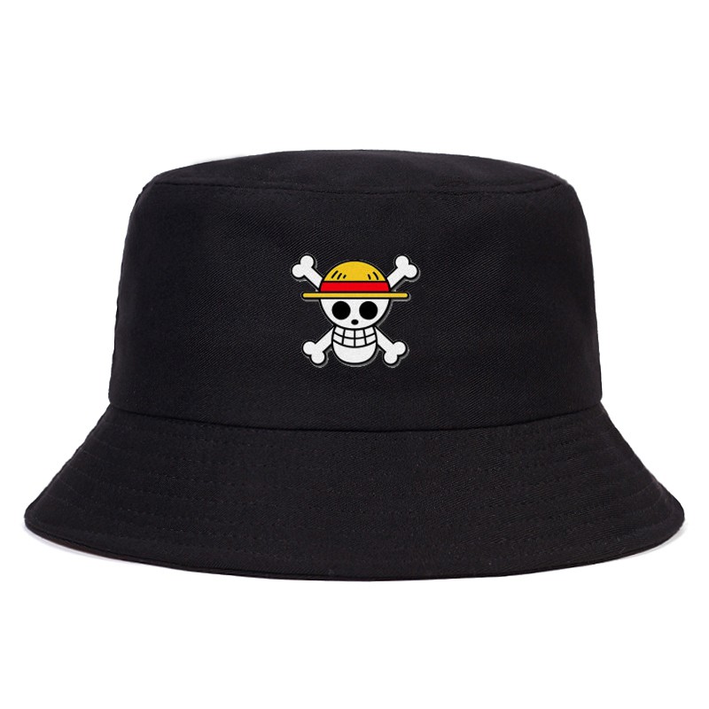 One Piece Topi Bucket Motif Anime Bajak Laut Bahan Katun 100%