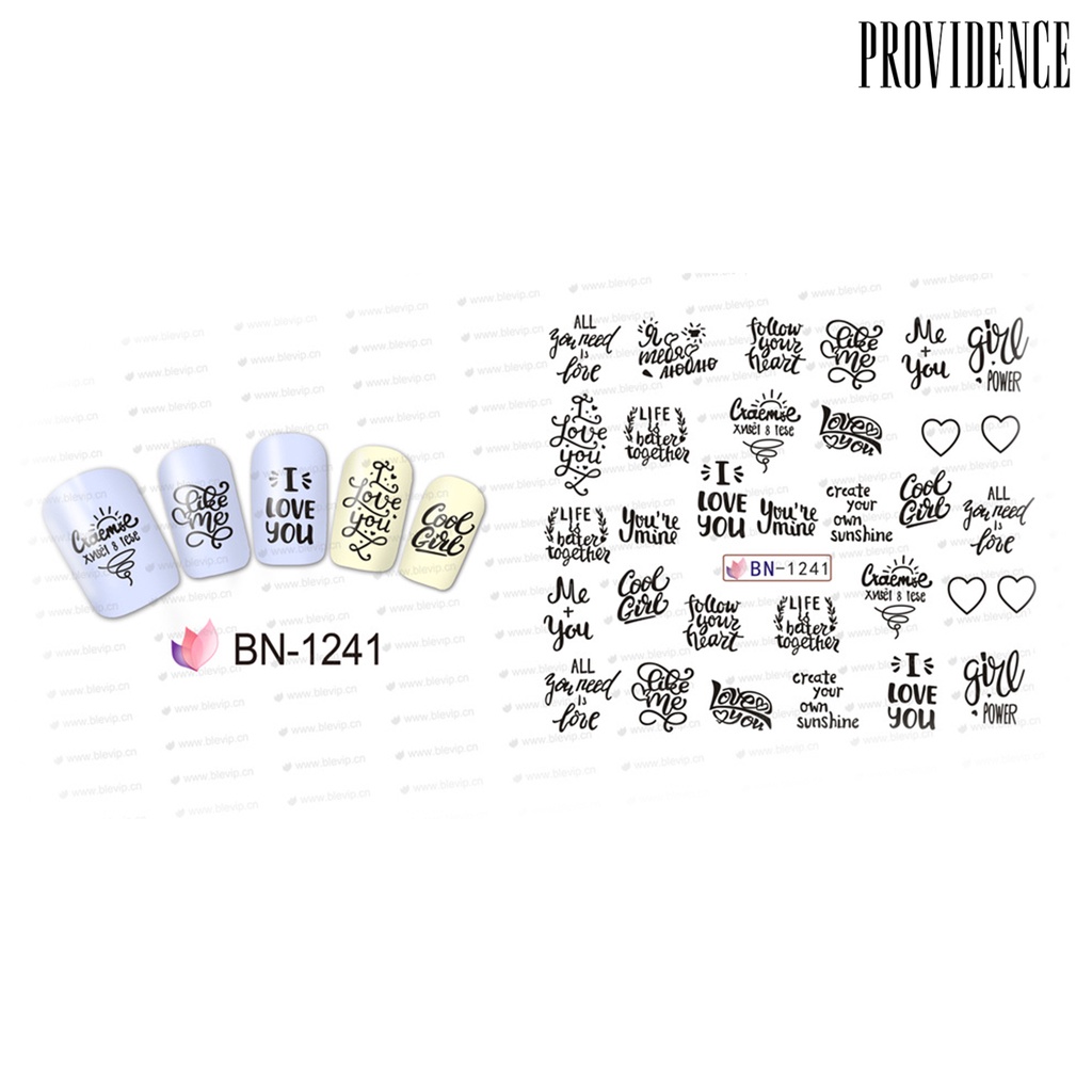 Providence Nail Sticker Water Transfer Letters Pattern Durable Nail Art Paper-made Sticker For Festival