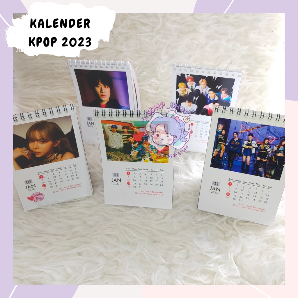 Kalender duduk 2023 kpop bts treasure jikjin nct dream  127 blackpink stray kids beat box enhypen manifesto wayv way v