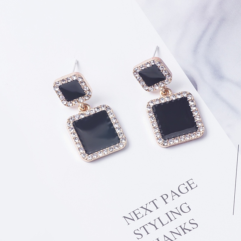 Anting Tusuk Gantung Temperament Bahan Sterling silver 925 Desain Geometri / Bulat / Persegi / Bintang Untuk Wanita