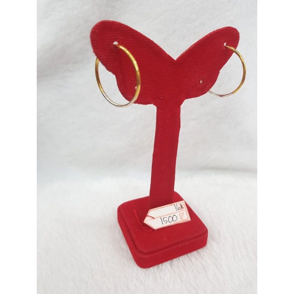 JR379D101D anting gold jersy model bulat polos bulat kombinasi emas putih asli hook hoop berat 1.500
