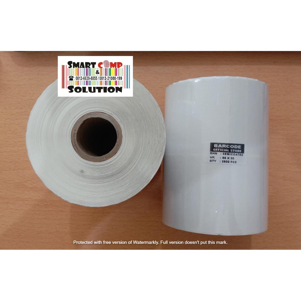 Stiker Label Barcode Semicoated  55x30mm 2Kolom Isi 2500pcs core 1 inch