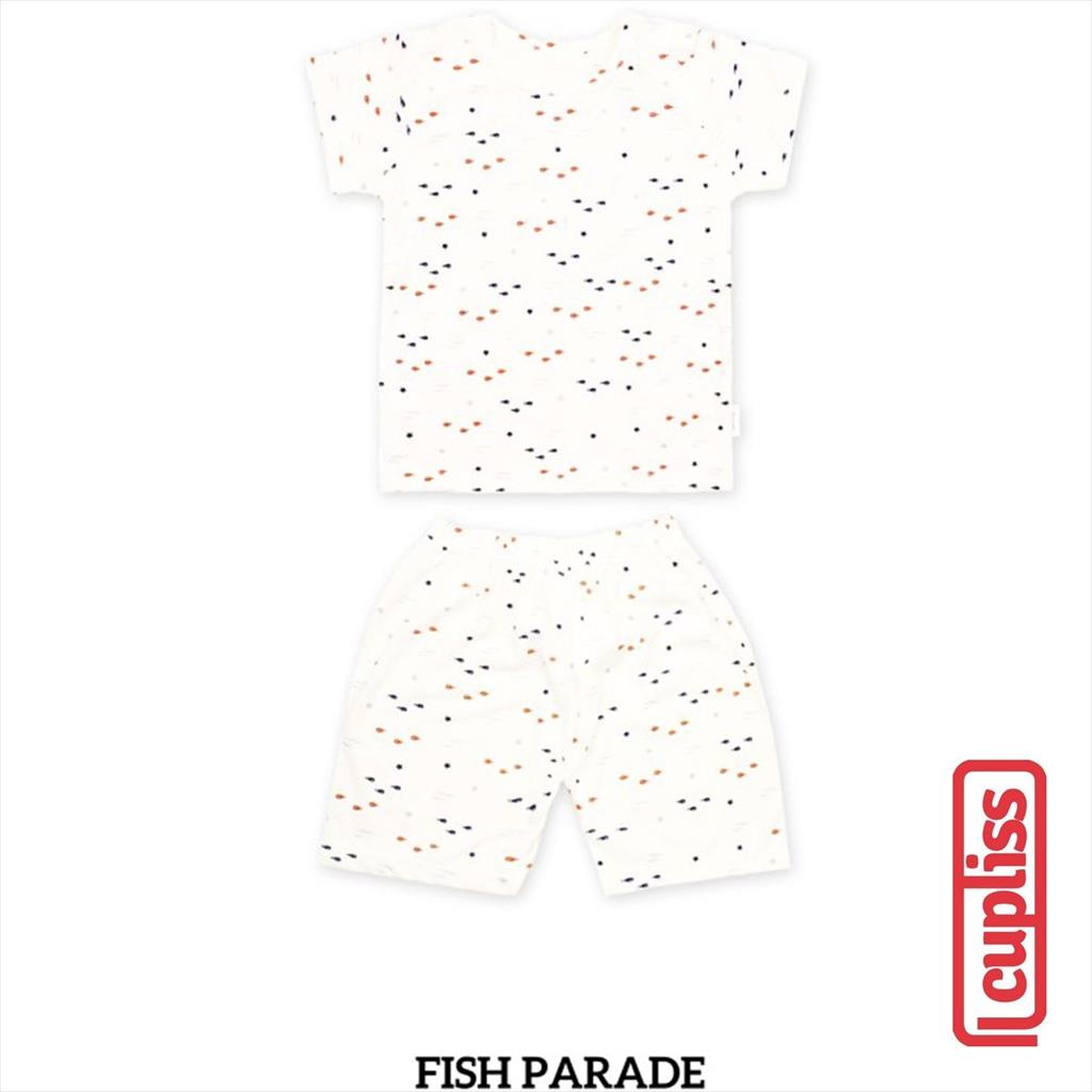 Fish Parade Little Palmerhaus Shoulder Button Short Sleeve