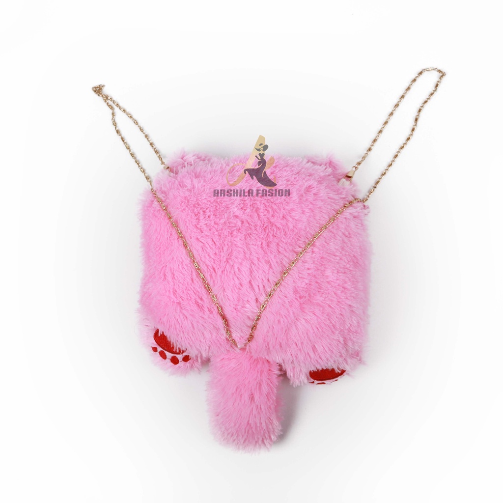 Tas Selempang bulu model Kucing / Selempang bulu lucu / tas boneka /Tas Bulu Boneka