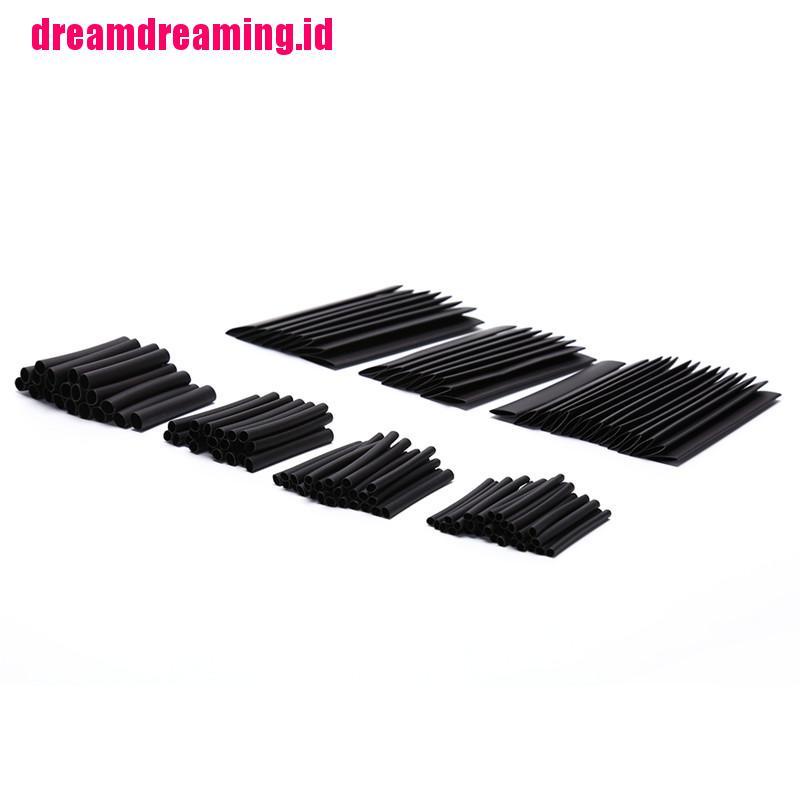 127pcs Tabung Pembungkus Kabel Heat Shrink Warna Hitam