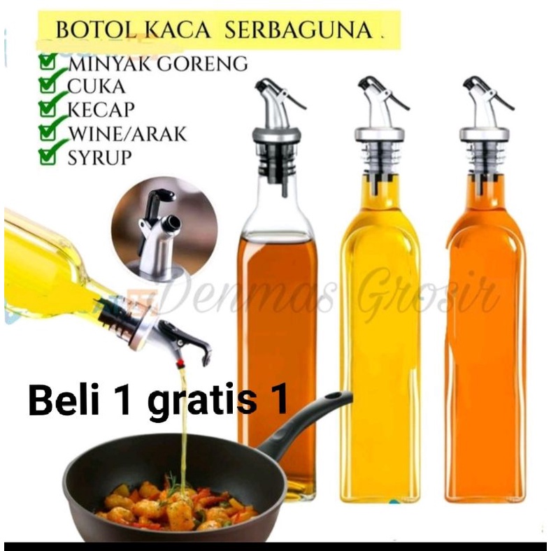 (COD) Tempat Botol Minyak 2 Pcs/Botol Kecap/Botol Kaca Beli 1 Gratis 1