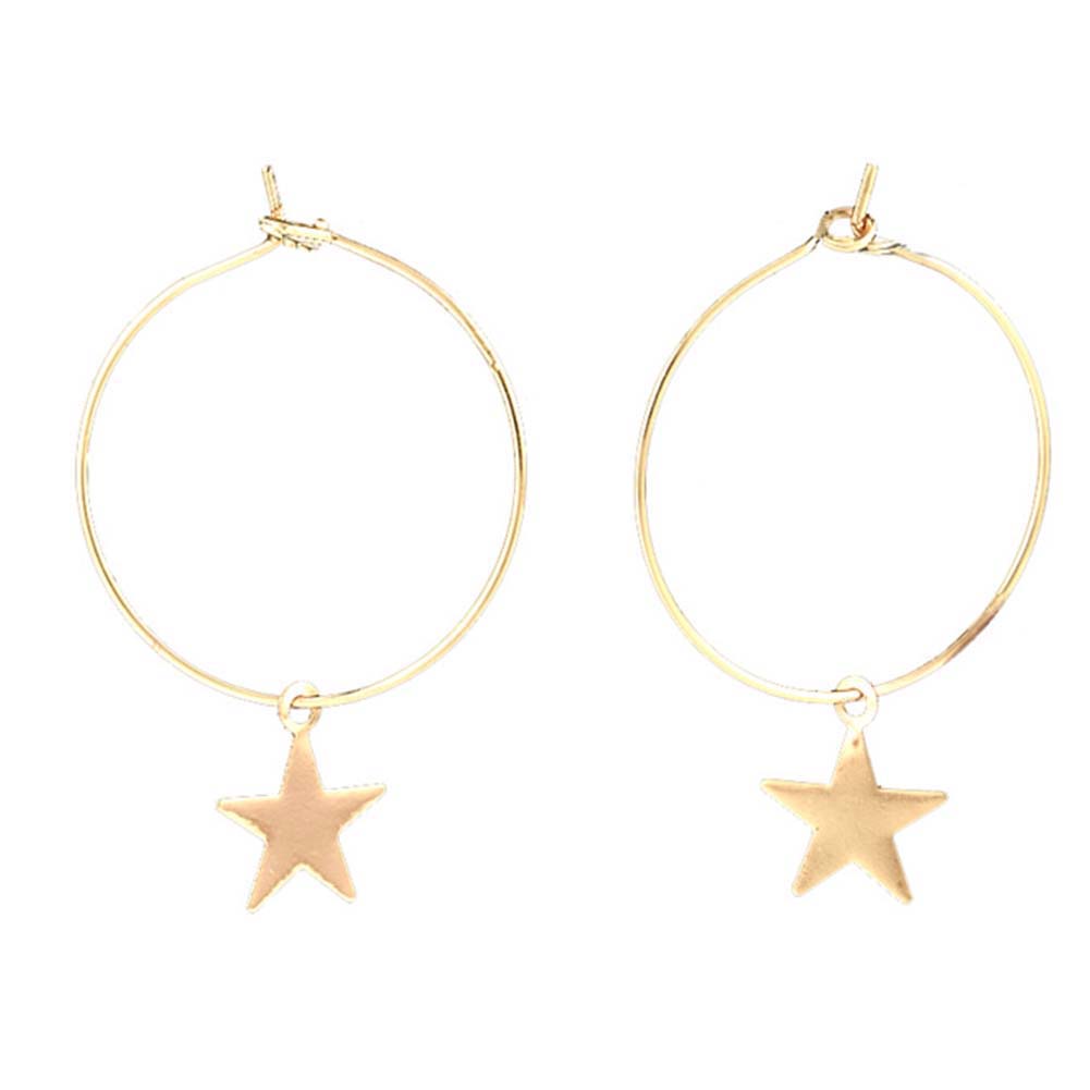 Hu Hu Hu Hu Hu Alat Bantu Pasang Kacamata♡ Anting Hoop Bentuk Bintang Lingkaran Besar Untuk Wanita