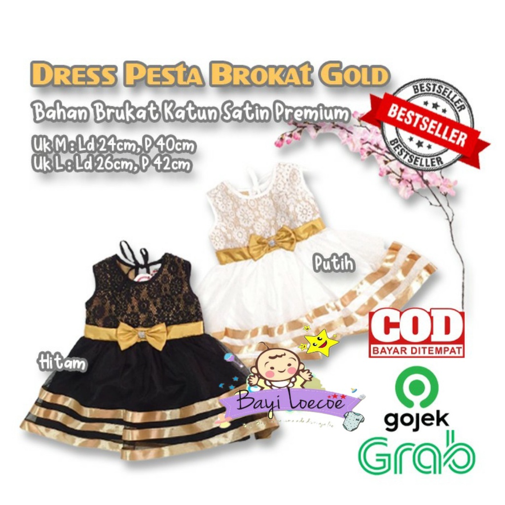 DRESS BAYI PEREMPUAN / GAUN BAYI PEREMPUAN / GAUN Pesta Seri Brukat