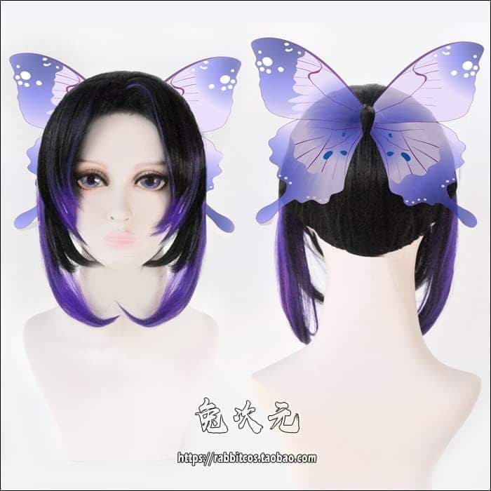 Wig Shinobu Kocho Kimetsu No Yaiba Costume Cosplay