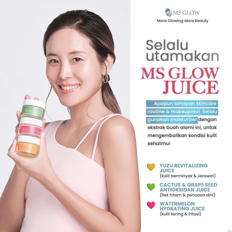 MS GLOW Moisturizing Juice Pelembab Wajah | Moisturizer Yuzu Watermelon Cactus