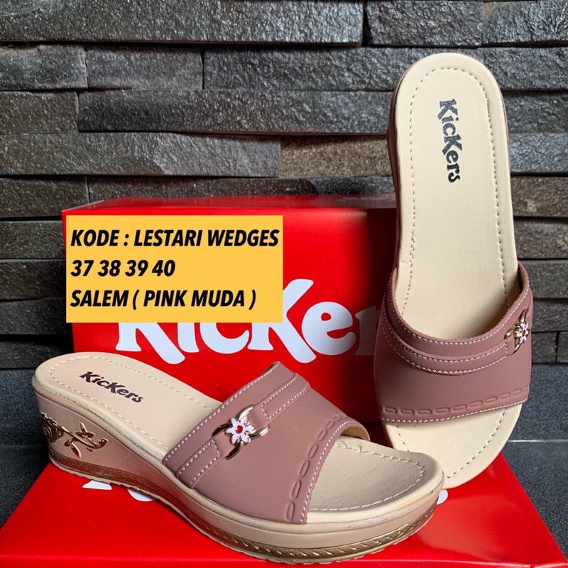 SANDAL WEDGES SELOP WANITA HAK 5CM SLOP BUNGA PESTA FORMAL MAL KAMPUS TERBARU WEDGES LESTARI 1-2