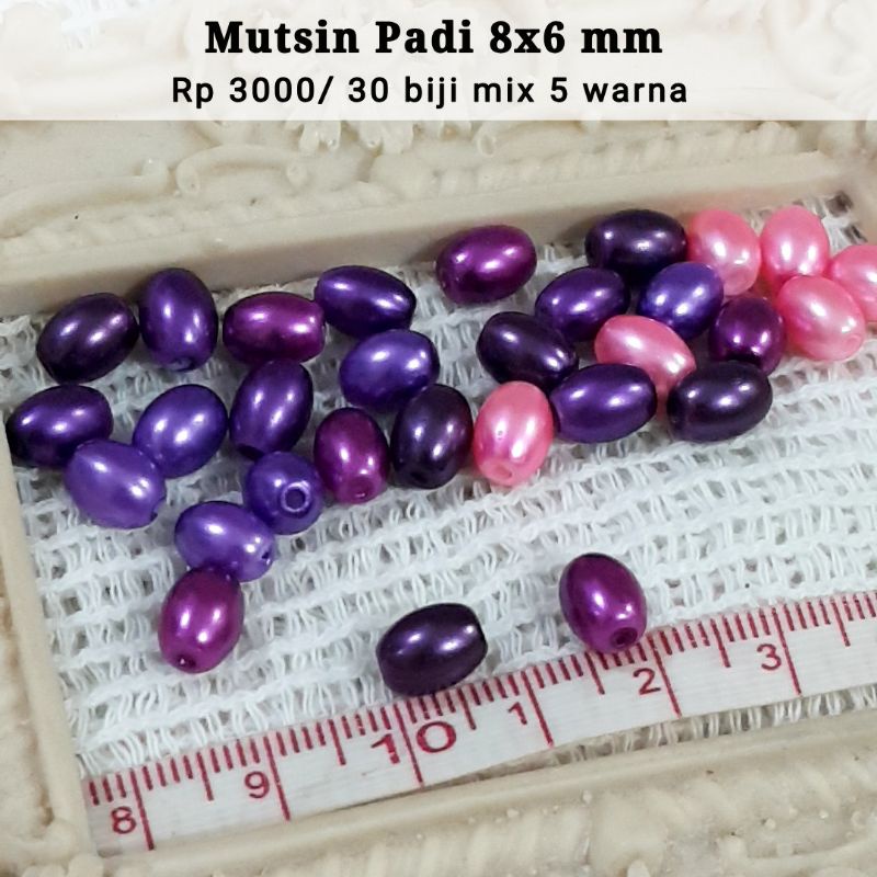 30 biji Mutsin Padi Mote Monte Manik-manik Mutiara Sintetis