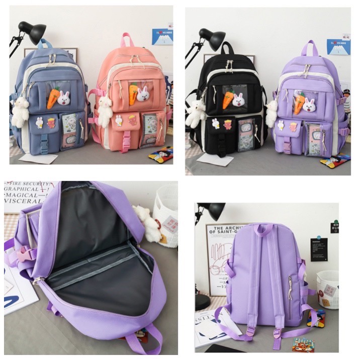 TAS RANSEL ANAK SEKOLAH perempuan IMPOR SET 4 IN 1 SD SMP SMA Fashion korea