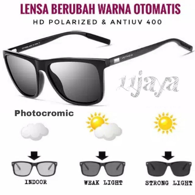 Kacamata Polarized Photocromic Pria Veithdia 6108