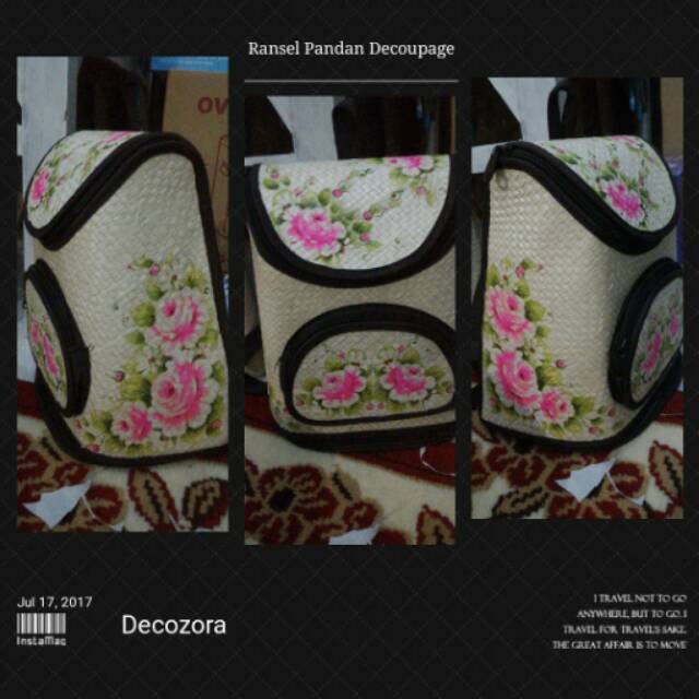 Tas Ransel Pandan Decoupage