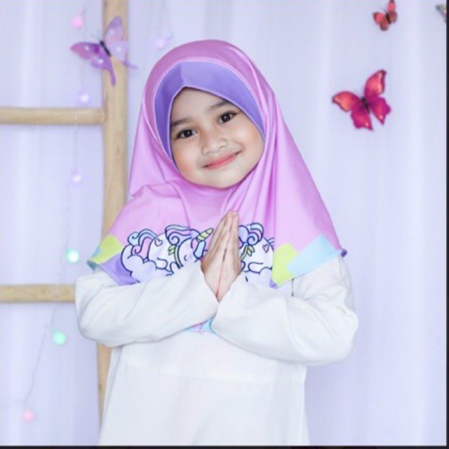 HIJAB INSTANT UNICAKE / HIJAB INSTANT UNUCORN CAKE / JILBAB ANAK KARAKTER LUCU /  HIJAB ANAK