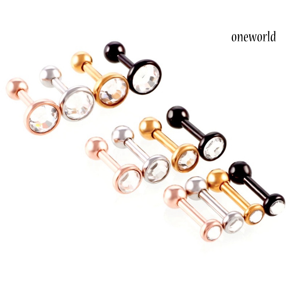 OW@ 3 Pcs Shiny Rhinestone Stud Earrings Women Charm Jewelry Gift Fashion Luxury