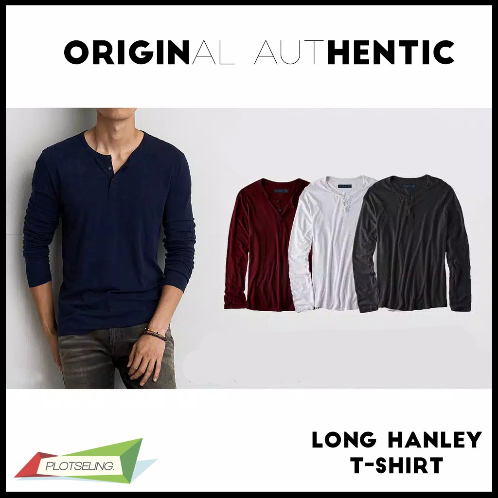 Kaos Polos Oblong HENLEY Pria Lengan Panjang IMPORT COTTON PREMIUM QUALITY - LONG HENLEY ORIGINAL