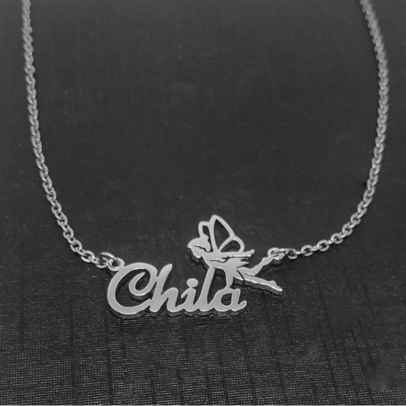 KALUNG NAMA SILVER EMAS PUTIH/anti karat selamanya