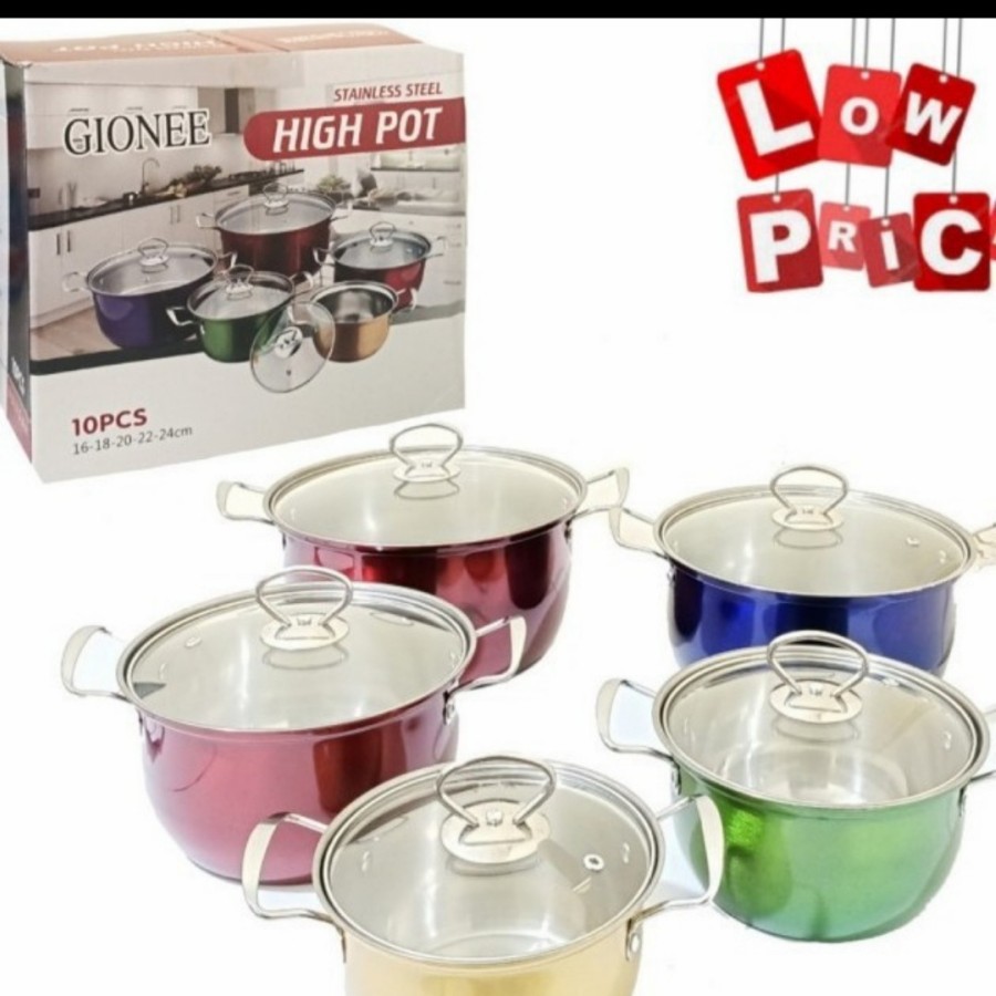 Panci Stainless 10 Pcs Dengan Tutup - Dutch Oven 10 Pcs Set