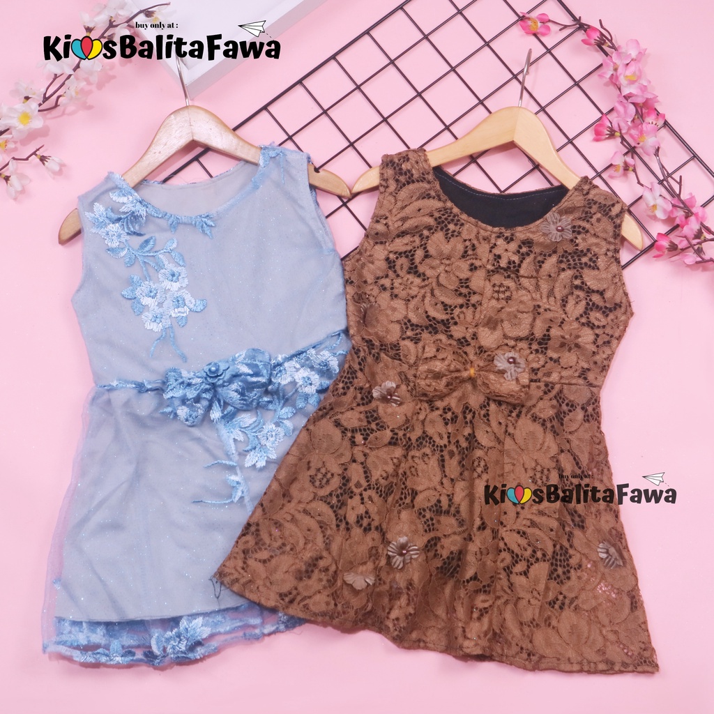 Dress Keira uk 3-4 Tahun / Dres Brukat Kensi Anak Perempuan Gaun Pesta Kondangan Baju Balita Import