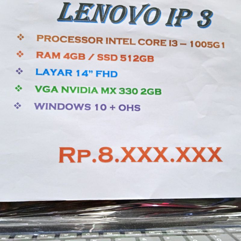 LENOVO IP 3 I3 1004G1 4GB SSD 512GB