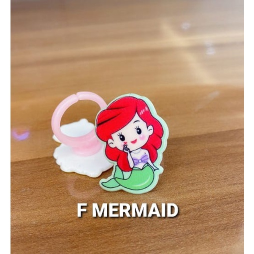 CINCIN CHIBI PRINCESS AKSESORIS ANAK KOREA IMPOR MAINAN ANAK PRINCES ELSA CINDERELLA RAPUNZEL MERMAID LUCU