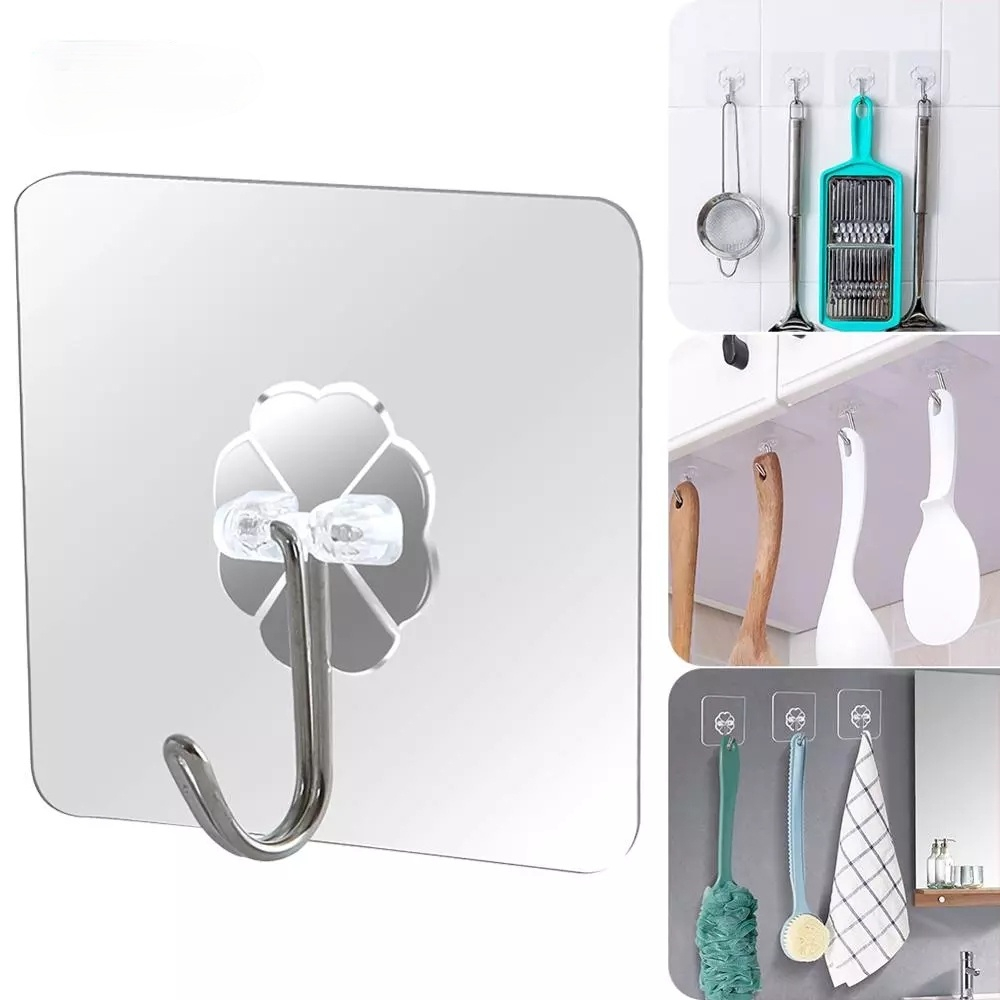 Wholesale  Seamless  Strong Self Adhesive Wall Hooks / Non-marking Paste Wall Hooks / Nail-free Wall Hanging Hook For Kitchen Bathroom