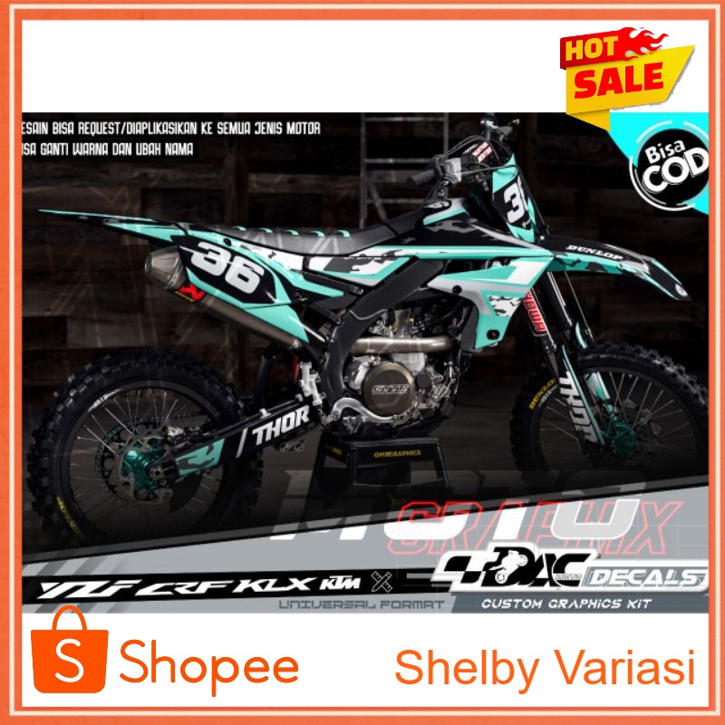 sticker decal cross universal ktm, crf, czr, klx motif thor loreng tosca