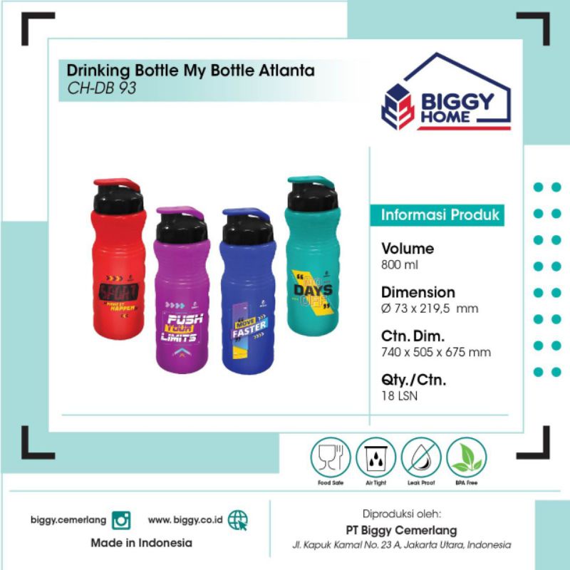 Botol Minum Atlanta 800ml Biggy Home